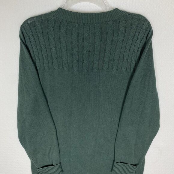 Criquet Cable Knit Sweater Mens Medium Green Fisherman Cashmere Blend Sweatshirt - Picture 5 of 13